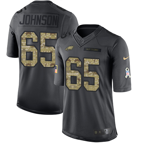 Nike Eagles #65 Lane Johnson Black Men's Stitched NFL Limited 2016 Salute To Service Jersey